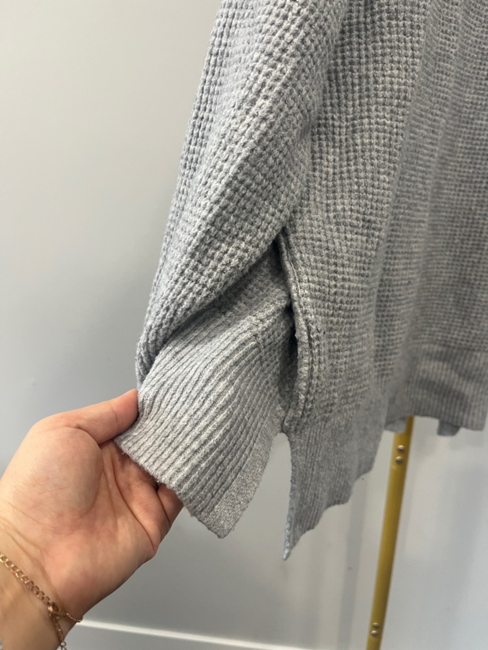 Aerie Light Grey Waffle Knit Crew Sweater - Picture 4 of 4